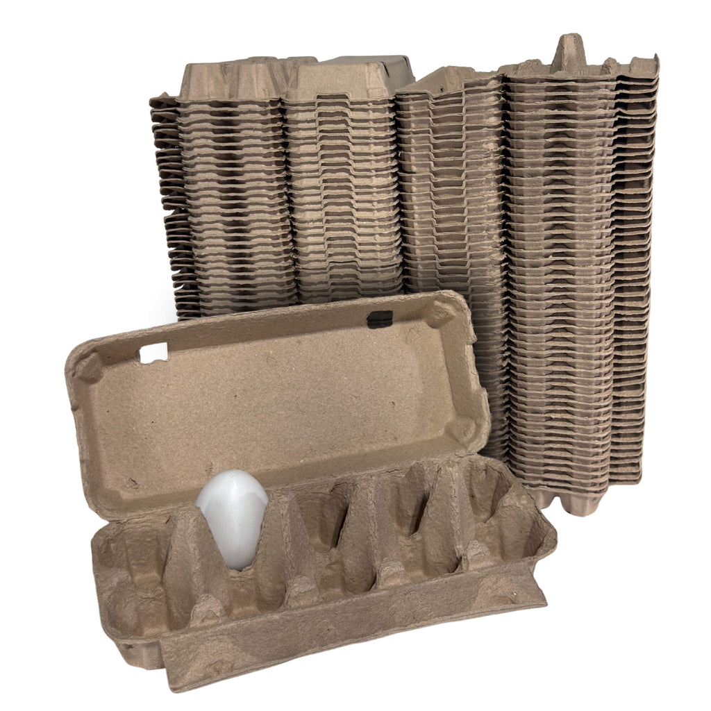 10-Egg Cartons - Natural Pulp, Flat Top Blank