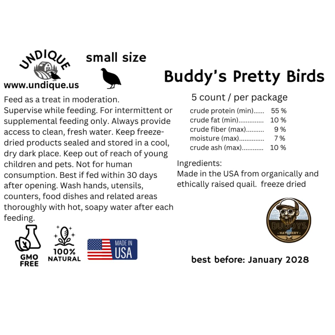 Whole Quail for Carnivore Pets - Premium Quality Natural Pet Treats Quail - Natural Prey Feeding Quail - Freeze-Dried for Essential Nutrients and Enzymes Small Size 5 Count