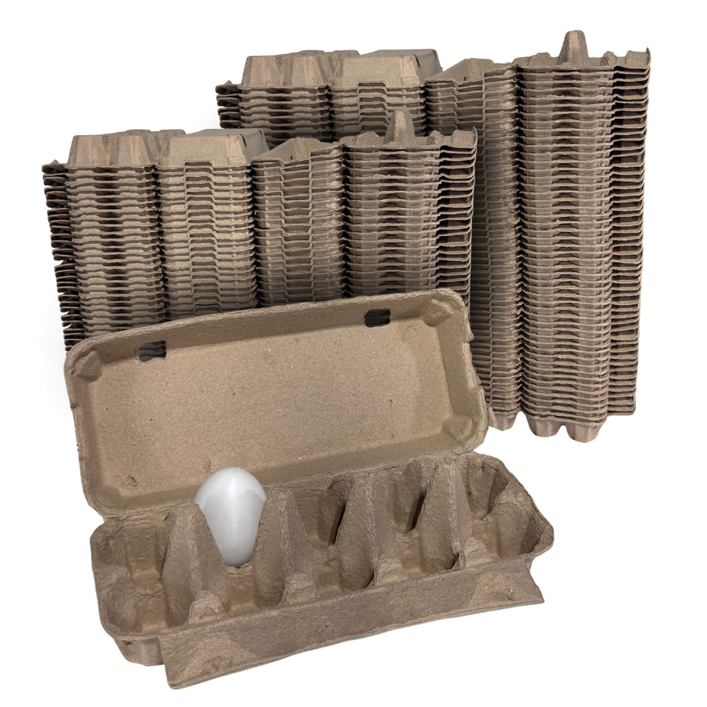 10-Egg Cartons - Natural Pulp, Flat Top Blank