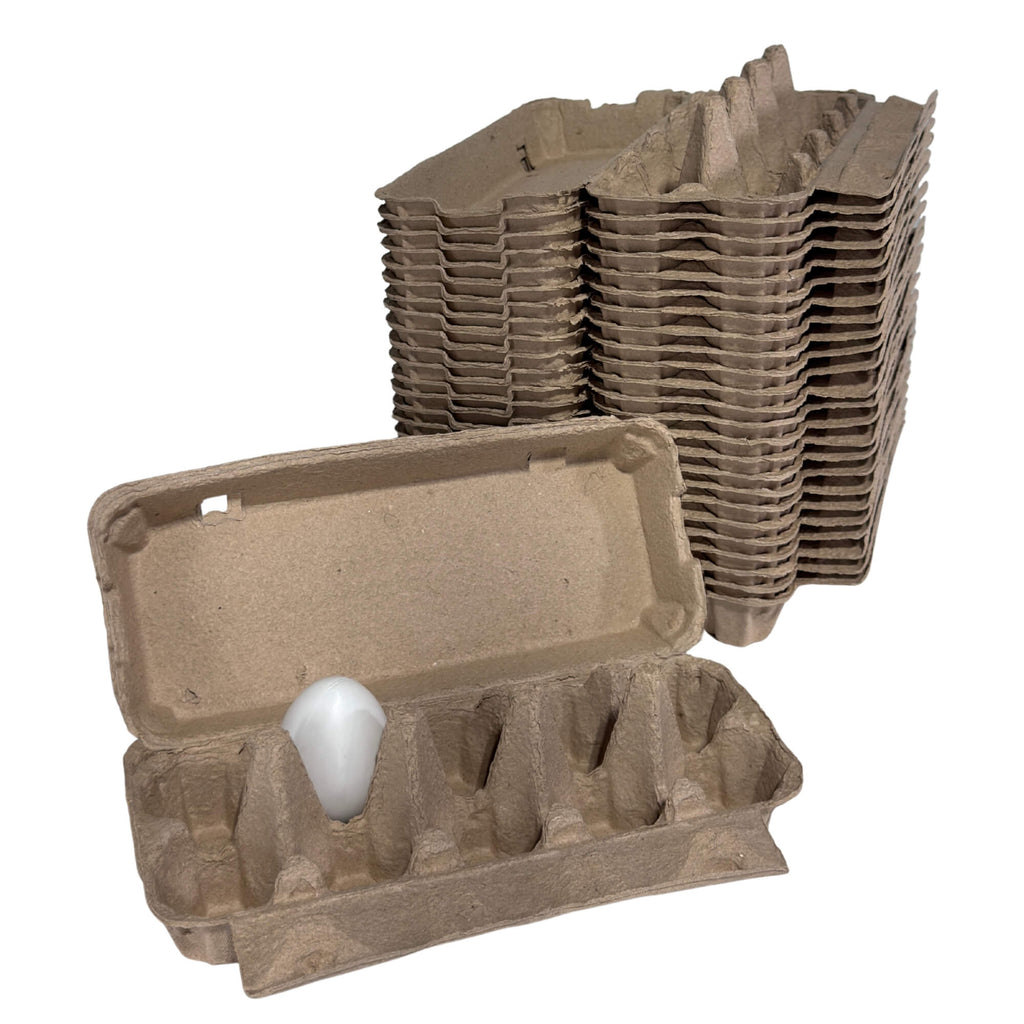 10-Egg Cartons - Natural Pulp, Flat Top Blank