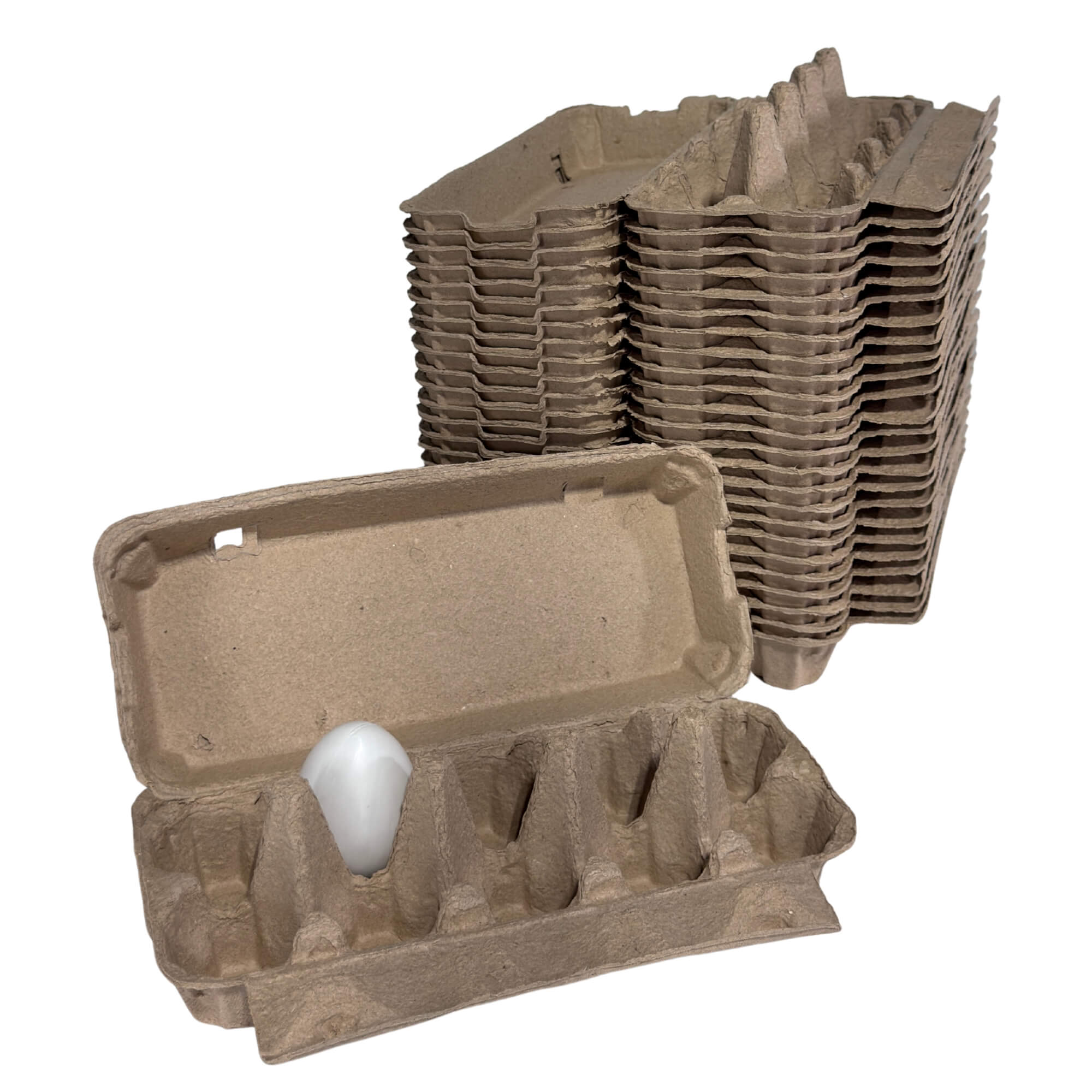 10-Egg Cartons - Natural Pulp, Flat Top Blank