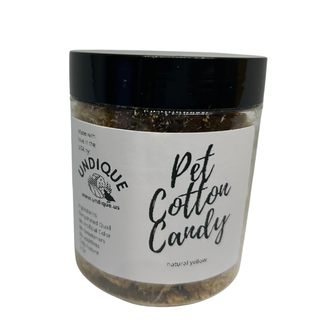 Pet Cotton Candy - Quail All Natural Protein-Rich Fluffy Treat for All Pets, one Ingredient only pet Treat and Food Topper for picky Eaters or gourmets. Made from Premium Quail Meat